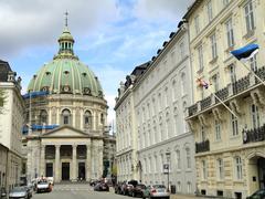 Exterior view of Marmorkirken (The Marble Church) in Copenhagen, Denmark during daytime