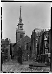 Paul Revere Mall and Christ Church at 193 Salem Street in Boston, 1941 black and white photograph