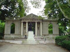 Entry to the Rodin Museum in Philadelphia with outdoor sculptures and trees