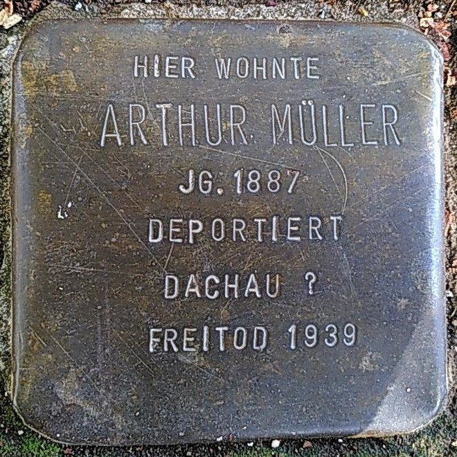 Stolperstein memorial stone dedicated to Arthur Müller in Freiburg Im Breisgau, Germany