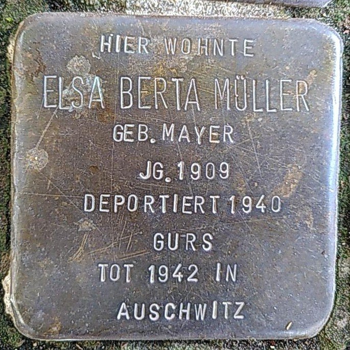 Stolperstein memorial stone for Elsa Berta Müller on Elsässerstraße 35a in Freiburg im Breisgau, Germany
