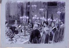 King Alfonso XIII giving a speech at a gala dinner in Ajuda Palace in 1903