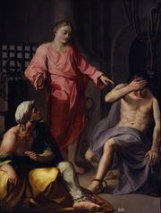 José explaining the dreams in prison oil painting