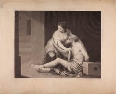 Spanish drawing depicting La Caridad Romana by José Martínez after Bartolomé Murillo