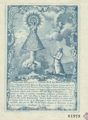 Portentoso Milagro engraving by Simón Brieve from 1776 depicting a religious scene related to N.S. del Pilar de Zaragoza