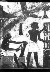 Detail from south-eastern wall in the tomb of Ipuky and Nebamun showing two craftsmen at work