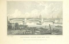 Original Southwark Bridge designed by John Rennie in 1819 viewed from Bank Side