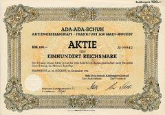 Share certificate of Ada-Ada-Schuh AG from December 1941