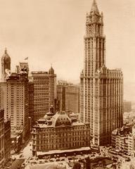 Panoramic view of New York City in 1926 with Woolworth Building and Singer Building tower