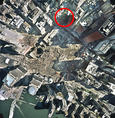 Map showing location of Chapel Saint-Paul outlined in red near Ground Zero