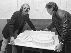 Wilhelm Holzbauer and Cees Dam at Bouw Stadhuis Muziektheater Meeting on 25 September 1981