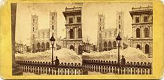 View of Notre-Dame Cathedral and the Place d'Armes in Montreal, Quebec