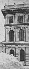 Historic view of Notre-Dame Cathedral and Place d'Armes in Montreal, Quebec