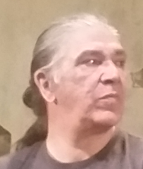 Jacques Newashish inside Rideau-Vert Theatre in Montreal after a play