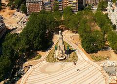 Panoramic view of Madrid city skyline from the rooftop Sky Bar 360º at Hotel Riu Plaza España