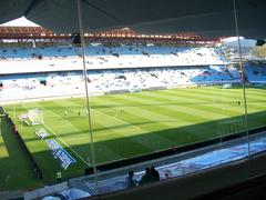 View from the VIP box overlooking the Balaídos Stadium field in Vigo