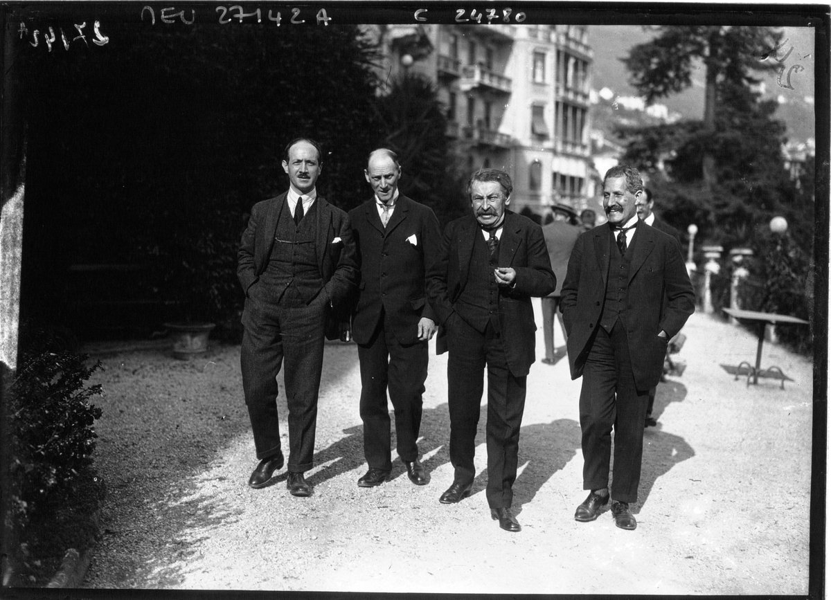 1925 Locarno Treaties signing ceremony featuring Alexis Leger, Henri Fromageot, Aristide Briand, and Philippe Berthelot