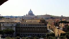 View of St. Peter's Basilica in Vatican from Castel Sant'Angelo in Rome