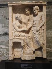 4th century BC Greek funeral relief sculpture from Medelhavsmuseet showing ancient Athenian mourning scene