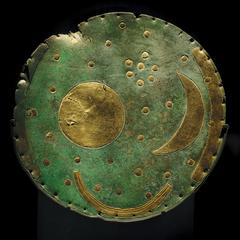 Front side of the Nebra Sky Disk at the State Museum of Prehistory in Saxony-Anhalt, Halle