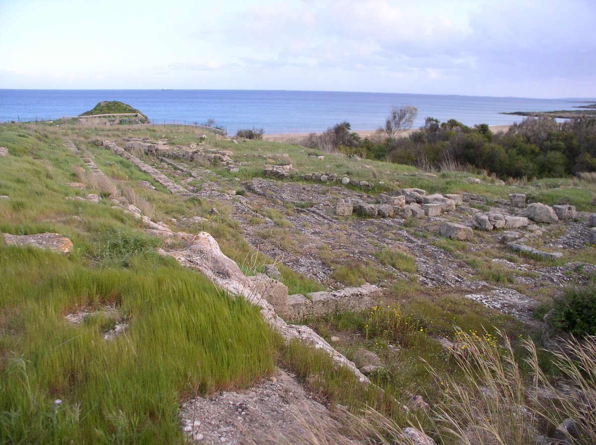 Ruins of the ancient Greek colony Eloro near Noto Sicily with surrounding landscape