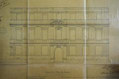 Facade elevation architectural drawing of Bordeaux Faculty of Law by Charles Burguet 1872