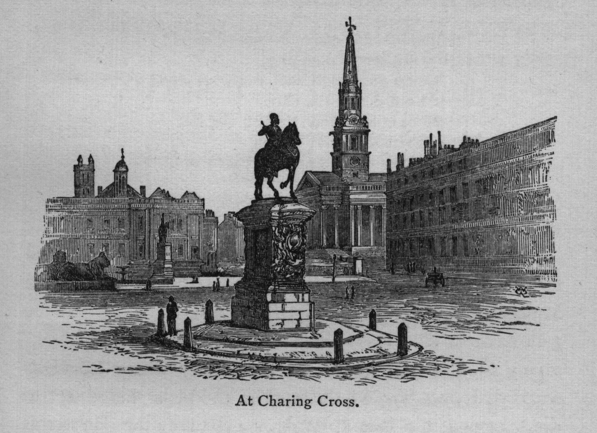 Historical illustration of Charing Cross in London from 1878
