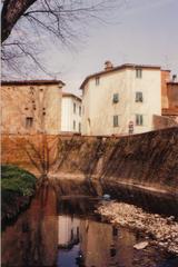 The Brana stream flowing along the ancient city walls in Pistoia