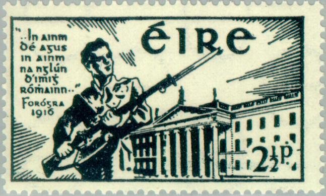 Irish Easter Rising 25th anniversary postage stamp depicting a Volunteer at the General Post Office in Dublin