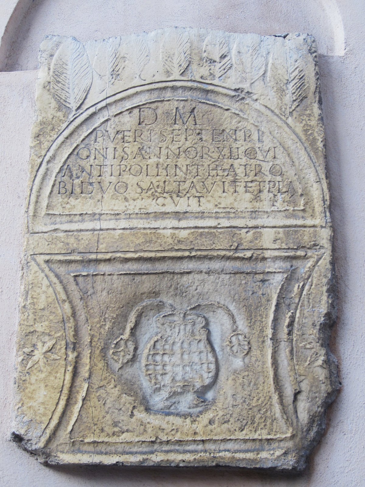 Funerary stele of child Septentrion in Antibes