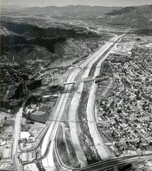 Golden State Freeway looking northwesterly with Las Feliz Boulevard interchange and Burbank and Glendale cities in background