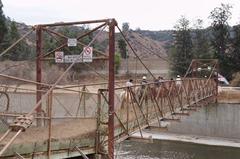 Mariposa Street bridge over the Los Angeles River in Burbank California viewed from northwest with equestrian trails nearby