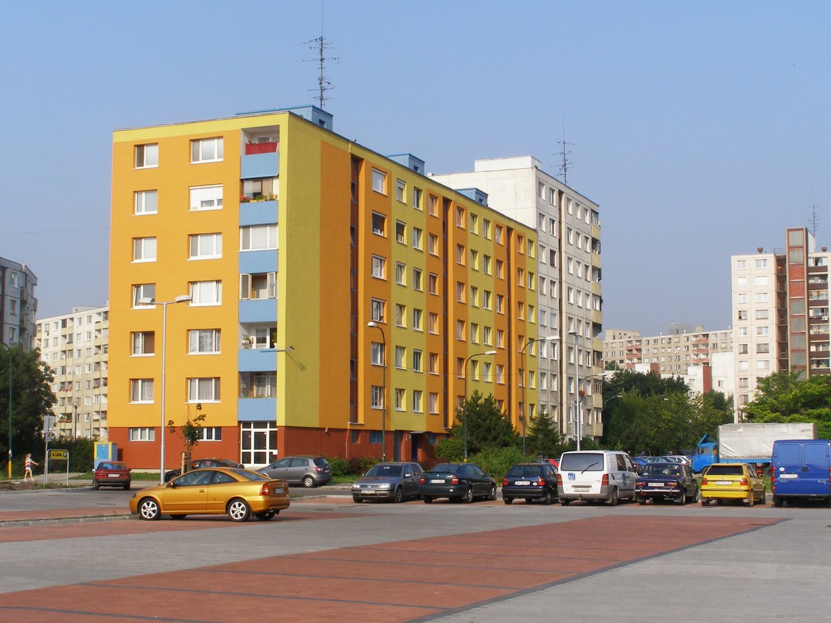 Furdekova street residential buildings in Petržalka, Bratislava, Slovakia