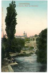 Old bridge Pont de Stierchen over the Alzette river in Luxembourg, 1905