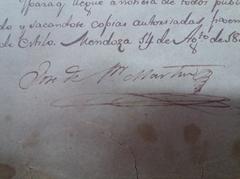 Historical document signed by San Martín including the 'Bando Histórico de 1815'