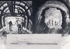 Brunkebergstunneln construction in Stockholm, 1886 illustration