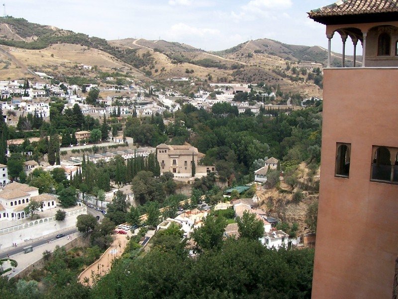 View of Albaicin neighborhood in Granada from the Alhambra