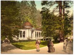 The Waldquelle spring in Marienbad, Bohemia during Austro-Hungarian Empire era