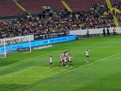 Chivas Femenil women's soccer team celebrating goal at Estadio Jalisco