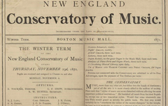 Vintage 1871 New England Conservatory of Music Winter Term poster at Boston Music Hall