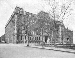 Historic New England Conservatory of Music building in Franklin Square, Boston in 1899