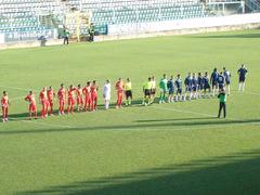 Atletico Roma and Barletta football teams lineup at Stadio Flaminio