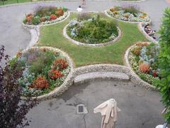 Panoramic view of floral flower beds at Piazzale Michelangelo in Florence