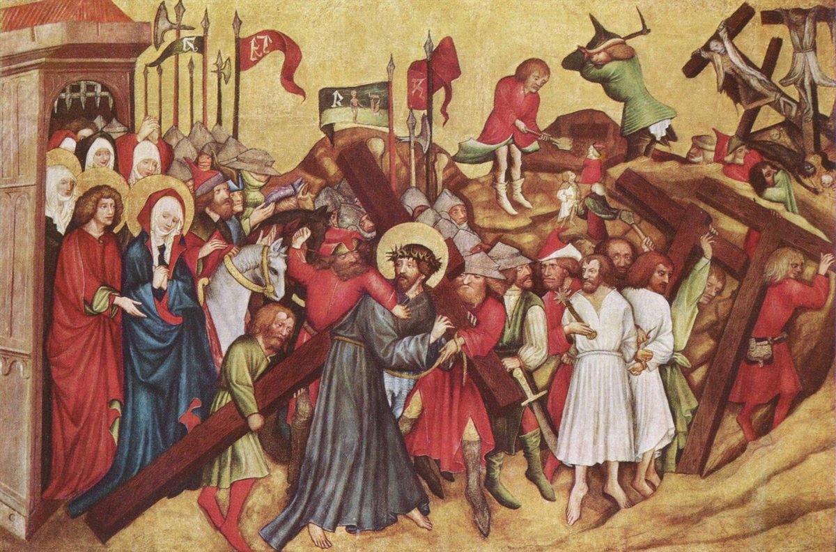 Medieval painting of Saint Michael the Archangel defeating the dragon