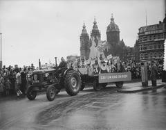 Arrival of Saint Nicholas in Amsterdam on November 24, 1951 with people celebrating