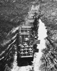 Crew muster aboard USS Intrepid aircraft carrier during Vietnam War