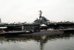 Guided missile submarine ex-USS Growler moored alongside the Intrepid Sea-Air-Space Museum during Fleet Week New York