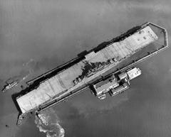 USS Intrepid CV-11 aircraft carrier moored at Hampton Roads Virginia 1943