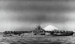 USS Intrepid CV-11 aircraft carrier anchored in Tokyo Bay late 1945