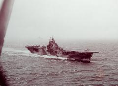 USS Intrepid aircraft carrier engaged in flight operations during Battle of Leyte Gulf 1944